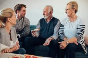 Senior couple with their family